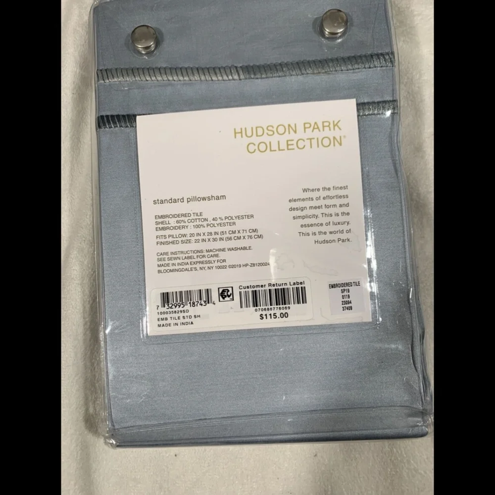 NIB [ 1 Standard ] Sham for Hudson Park‎ Embroidered Tile